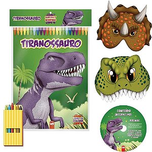 Livro Infantil Colorir Super KIT Dinossauros C/ GIZ