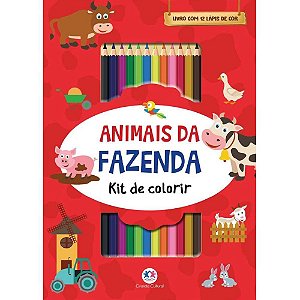 Livro Infantil Colorir Animais da Fazenda KIT Colorir