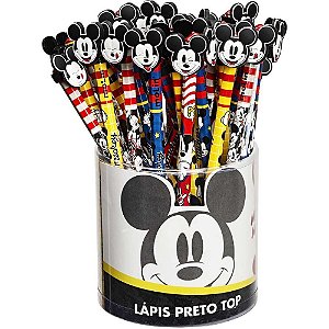 Lapis Preto Redondo Decorado Mickey C/ Borracha Ponteira