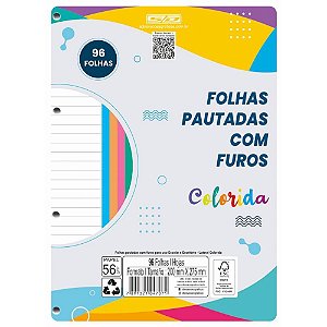 Bloco para Fichario Universit. Color C/FUROS 96F. 200X275MM