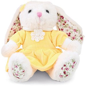 Coelhos de Pascoa Pelucia Floral BCO/AMAR.15CM