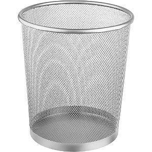 Lixeira para Escritorio Metal Redonda 8,5L Prata 23X26