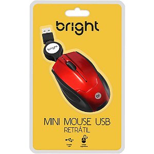 Mouse Mini Optico USB Retratil Vermelho USB