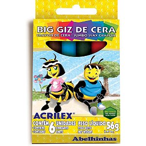 Giz de Cera Gizao 06 Cores BIG GIZ