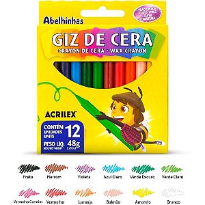 Giz de Cera Fino 12 Cores