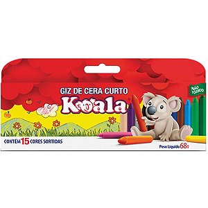 Giz de Cera Curto 15 Cores Koala