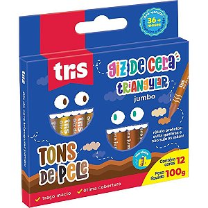 Giz de Cera Gizao TRIS TONS de Pele 12 Cores