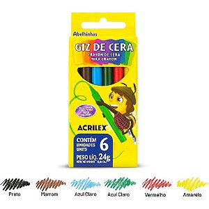 Giz de Cera Fino 06 Cores PCTE C/12 Acrilex