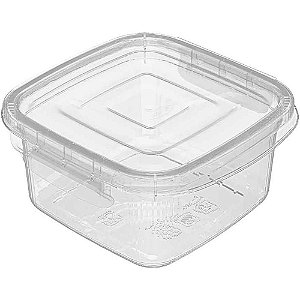 Pote Plastico Quadrado C/TRAVA Medio 860ML.