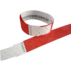 Pulseira Identificacao Vermelha TYVEK