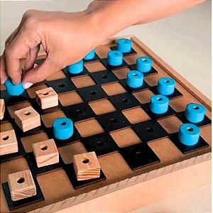 Jogo de Tabuleiro Braille Dama de Madeira
