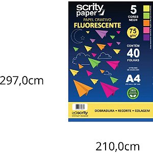 Bloco para Educacao Artistica Fluorescente 5COR. A4 75G 40FL