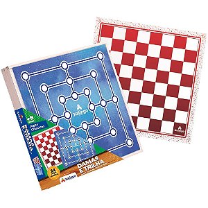 Jogo de Tabuleiro Dama e TRILHA-PECA Plastica
