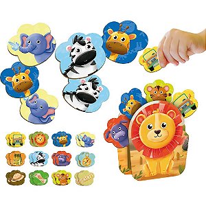 Jogo da Memoria em Madeira Safari Leao 3D 24PC