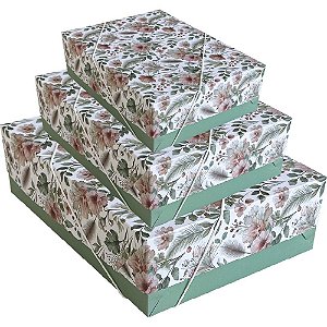 Caixa para Presente com Tampa PQ 16X16X7 ELAST. Estampada
