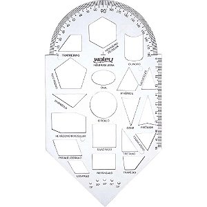 Regua Plastica Geometria Gabarito Cristal