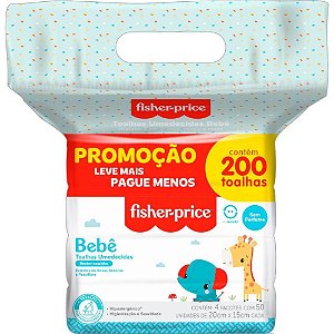 Toalhas Umedecidas FISHER-PRICE S/PERFUME 200FLS.