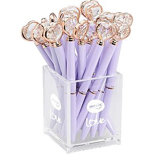 Caneta Esferografica Coracao Diamante Lilas