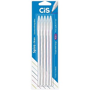 Caneta Esferografica CIS Spiro Clean 0,7MM 5 Cores