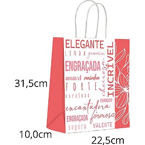Sacola para Presente Decorada Virtudes MD 22,5X31,5X10CM