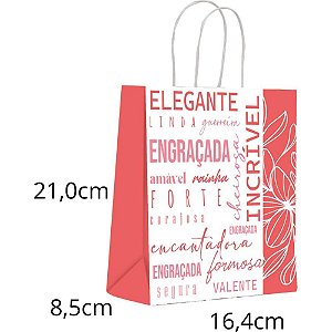 Sacola para Presente Decorada Virtudes PQ 16,4X21X8,5CM