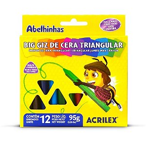 Giz de Cera Fino 08 Cores Forma Triangular