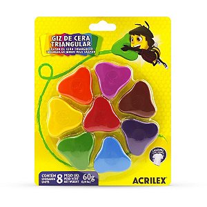Giz de Cera Fino 08 Cores Forma Triangular