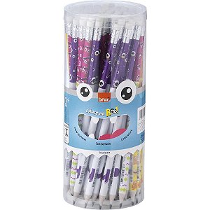 Lapis Preto Redondo Decorado HB Monsters com Borracha Sorti