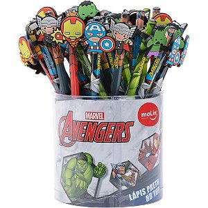 Lapis Preto Redondo Decorado THE Avengers TOP C/BORRACHA