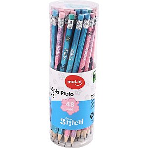 Lapis Preto Redondo Decorado STITCH HB C/BORRACHA