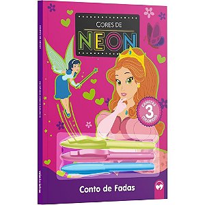 Livro Infantil Colorir Cores Neon Conto de Fadas 48PG