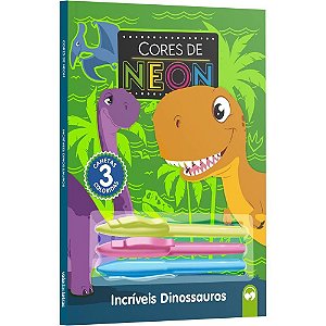 Livro Infantil Colorir Cores Neon Dinossauros 48PG