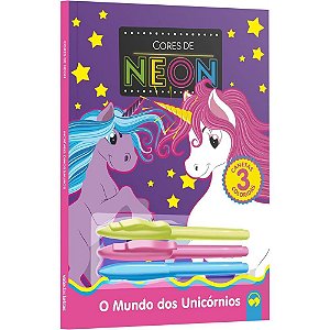 Livro Infantil Colorir Cores Neon Unicornios 48PG