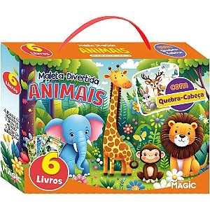 Livro Brinquedo Ilustrado Animais 6LIVROS+1QUEBRA Cabeca