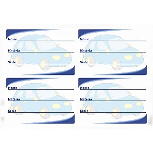 Etiqueta Escolar Decorada Azul Carrinho 60X40MM. CT.C/08