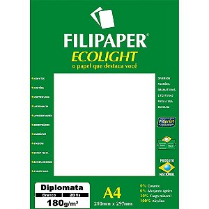 Papel A4 Diplomata Ecolight Branco 180G.