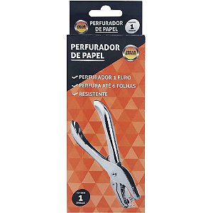 Perfurador de Papel 1 Furo Jocar Galvanizado P/6 FLS.