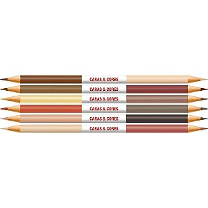 Lapis de COR Redondo Caras e Cores Bicolor 12CORES