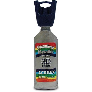 Tinta Relevo Dimensional Metalica Prata 35ML