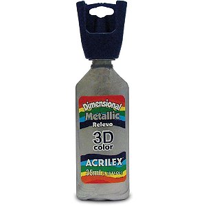 Tinta Relevo Dimensional Metalica Prata 35ML