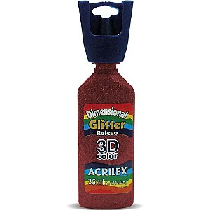 Tinta Relevo Dimensional Glitter Vermelho 35ML