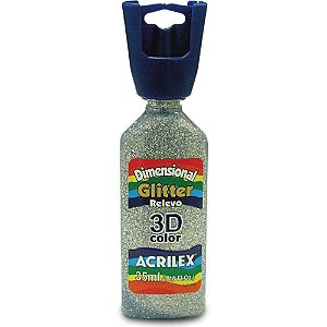 Tinta Relevo Dimensional Glitter Prata 35ML