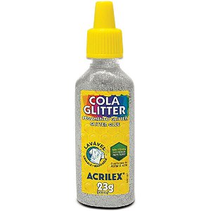 Cola com Glitter Tubo 23G. Prata PCTE C/12 - Acrilex