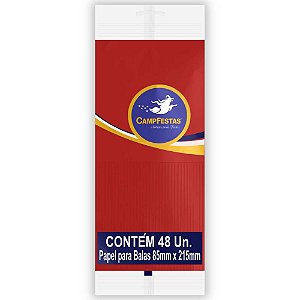 Papel para Bala Vermelho 90X220MM 1 Franja 48F