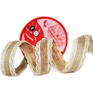 Fita ARAMADA de Juta 30MMX05M Natural C/RENDA Palha