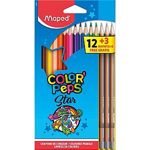 Lapis de COR Triangular Color PEPS 12 CORES+3LAPIS PR