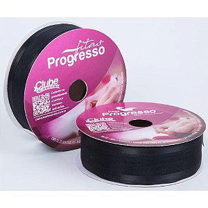Fita Voal com Cetim 22MM 10M. Preto