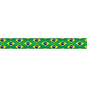 Fita Cetim Copa do Mundo 15MM 10M. Bandeiras Brasil VD