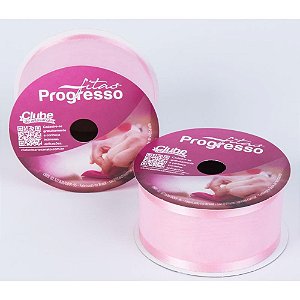 Fita Voal com Cetim 38MM 10M. Rosa Claro