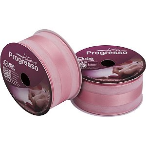 Fita Voal com Cetim 38MM 10M. Rosa Claro (7891521461486)